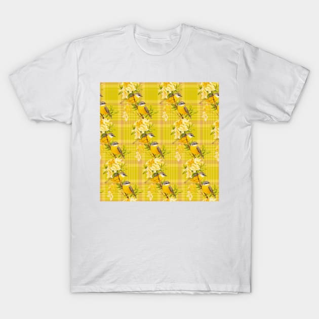 Birds On Plaids , Its Spring Time T-Shirt by justrachna